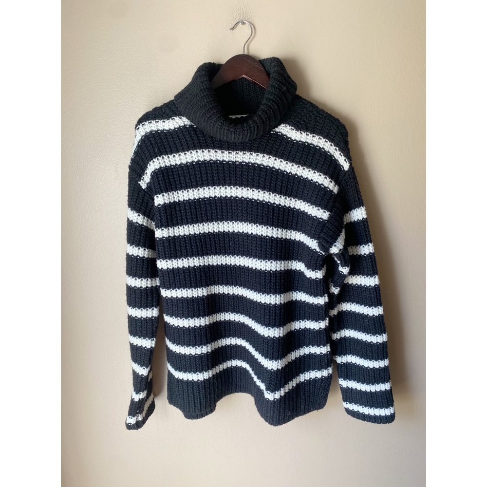 Caslon Oversized Chunky Striped Wool Blend Turtleneck Sweater